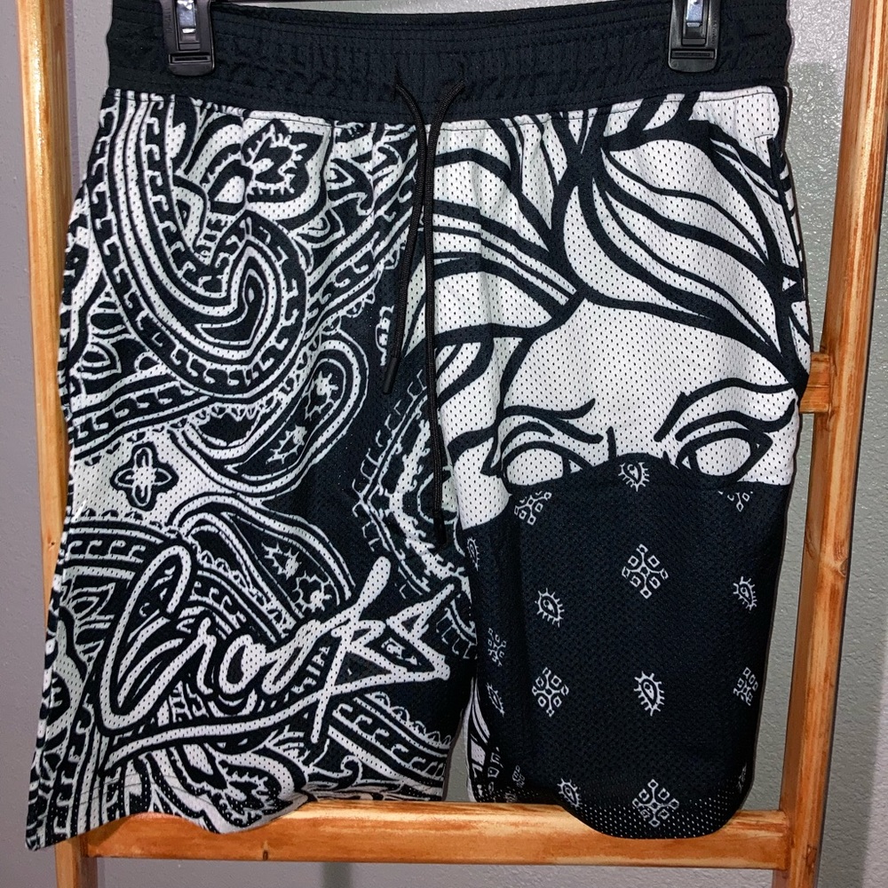 Mesh shorts, crooks & castles brand, black n white